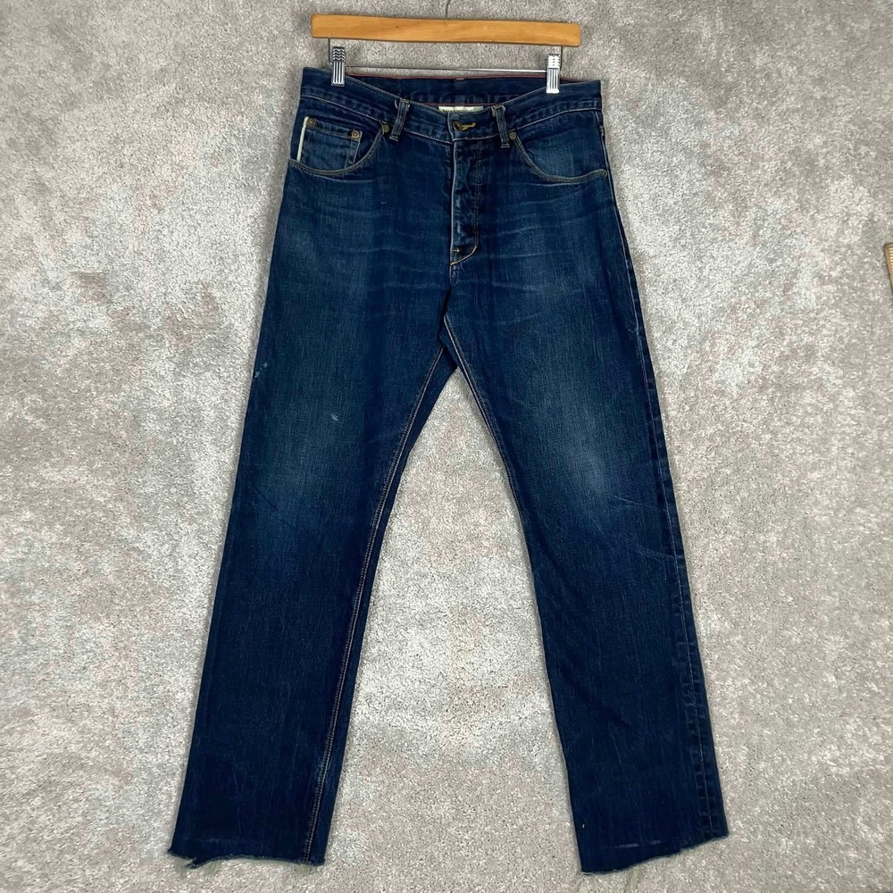Raleigh Denim Workshop Mens Blue Selvedge Raw Hem Button Fly Jeans Alexander